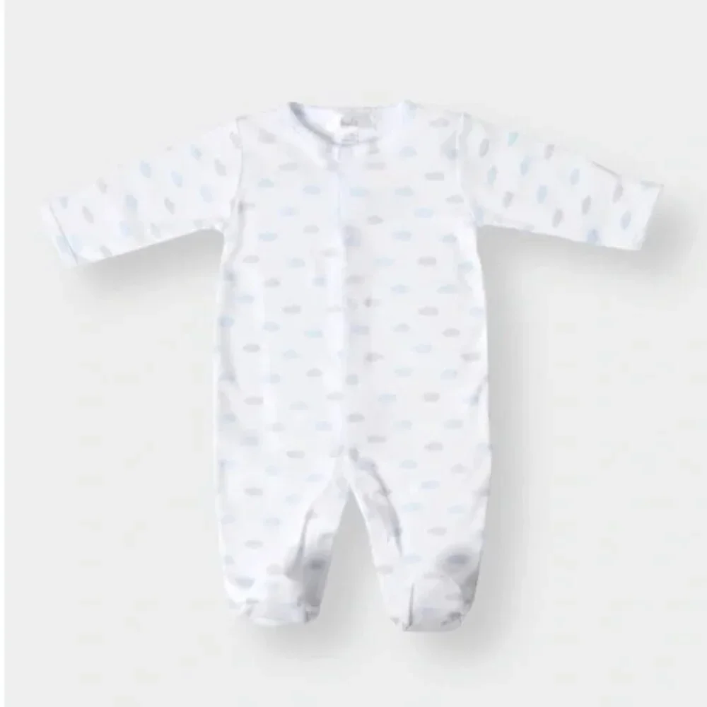 Footie Pima Cotton Footed Sleeper Pajama Boys Playsuit Blue Outfit HOLA BABY